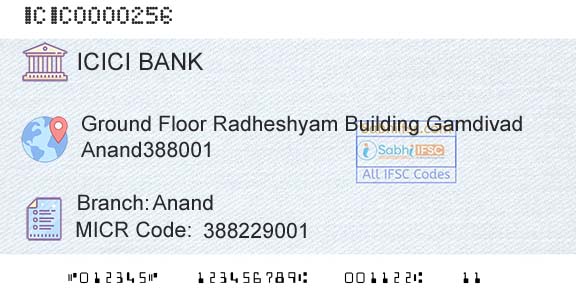 Icici Bank Limited AnandBranch 