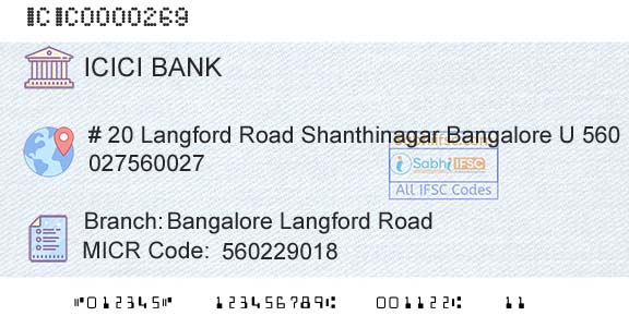 Icici Bank Limited Bangalore Langford RoadBranch 