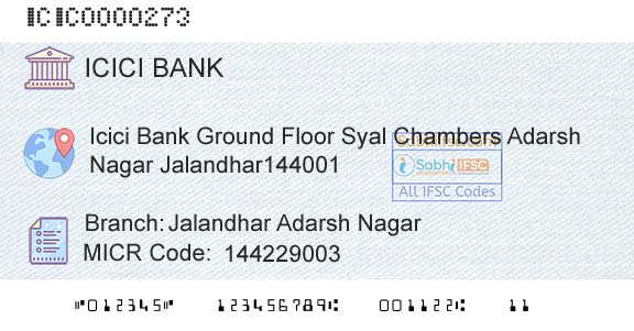 Icici Bank Limited Jalandhar Adarsh NagarBranch 