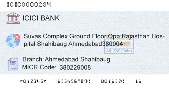 Icici Bank Limited Ahmedabad ShahibaugBranch 