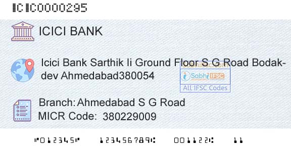 Icici Bank Limited Ahmedabad S G RoadBranch 