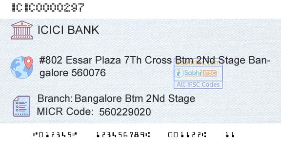 Icici Bank Limited Bangalore Btm 2nd StageBranch 