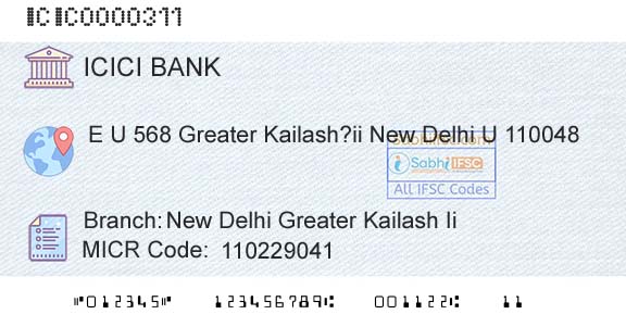 Icici Bank Limited New Delhi Greater Kailash IiBranch 
