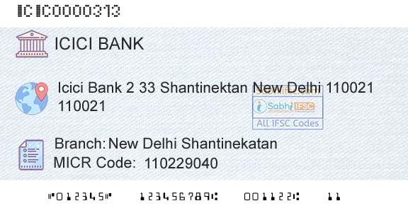 Icici Bank Limited New Delhi ShantinekatanBranch 