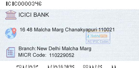 Icici Bank Limited New Delhi Malcha MargBranch 