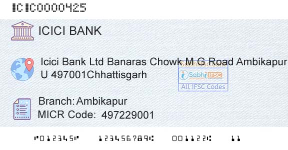 Icici Bank Limited AmbikapurBranch 