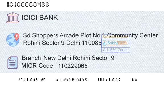 Icici Bank Limited New Delhi Rohini Sector 9Branch 