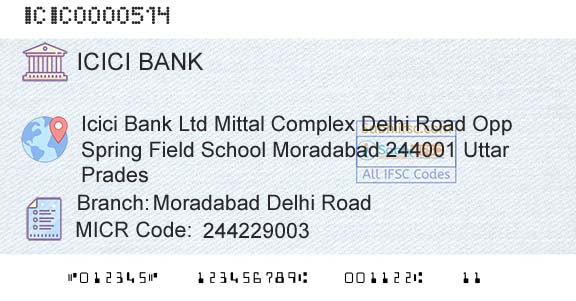 Icici Bank Limited Moradabad Delhi RoadBranch 