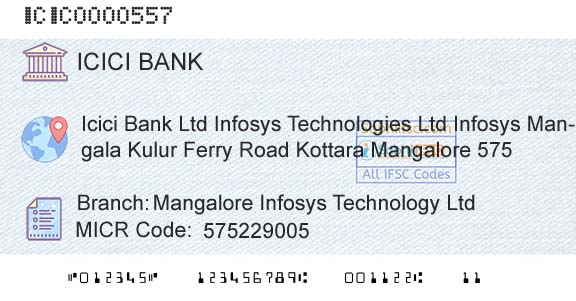 Icici Bank Limited Mangalore Infosys Technology LtdBranch 