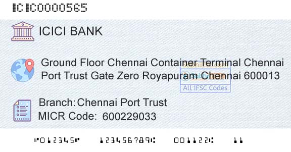Icici Bank Limited Chennai Port TrustBranch 