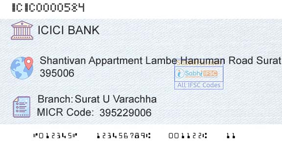 Icici Bank Limited Surat U VarachhaBranch 