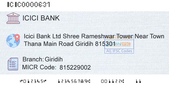 Icici Bank Limited GiridihBranch 