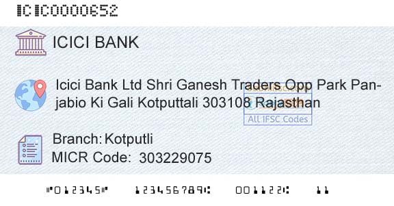 Icici Bank Limited KotputliBranch 