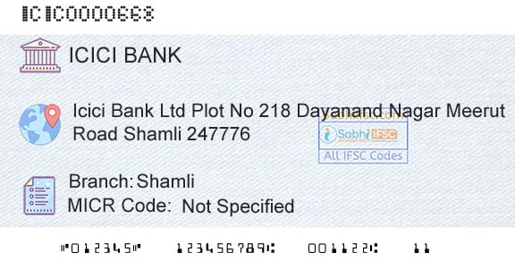 Icici Bank Limited ShamliBranch 