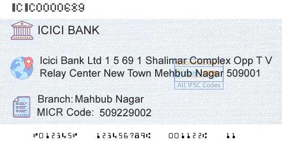 Icici Bank Limited Mahbub NagarBranch 