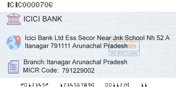 Icici Bank Limited Itanagar Arunachal PradeshBranch 