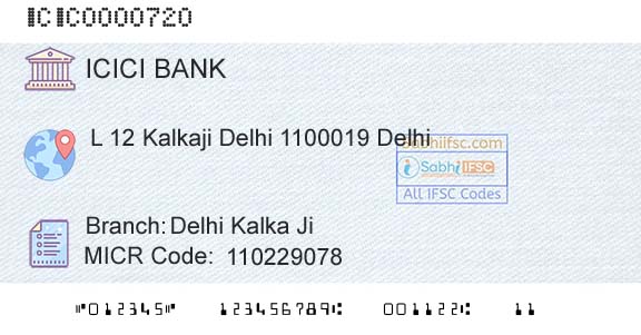 Icici Bank Limited Delhi Kalka Ji Branch 