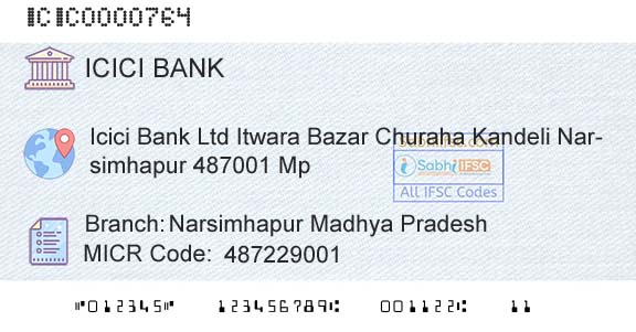 Icici Bank Limited Narsimhapur Madhya PradeshBranch 