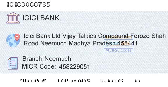 Icici Bank Limited NeemuchBranch 