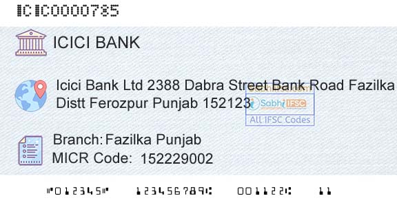 Icici Bank Limited Fazilka PunjabBranch 