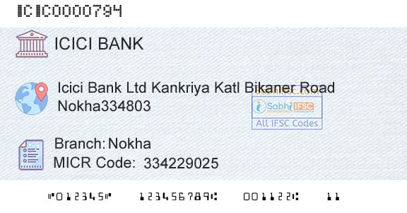 Icici Bank Limited NokhaBranch 