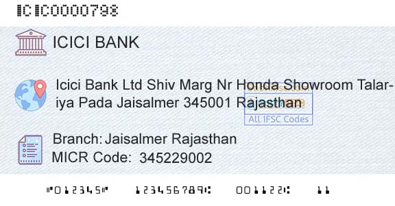 Icici Bank Limited Jaisalmer RajasthanBranch 