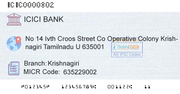 Icici Bank Limited KrishnagiriBranch 