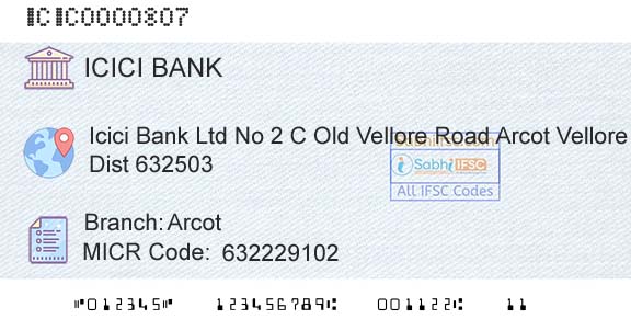 Icici Bank Limited ArcotBranch 