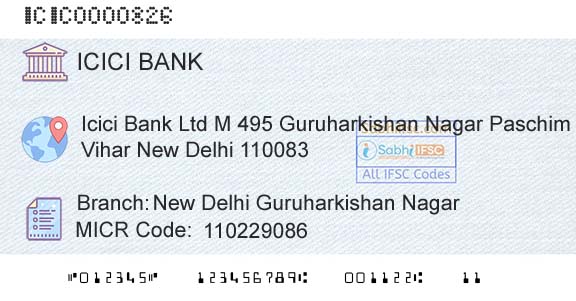 Icici Bank Limited New Delhi Guruharkishan NagarBranch 