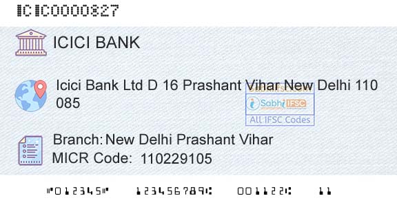 Icici Bank Limited New Delhi Prashant ViharBranch 