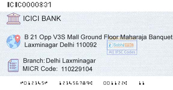 Icici Bank Limited Delhi LaxminagarBranch 