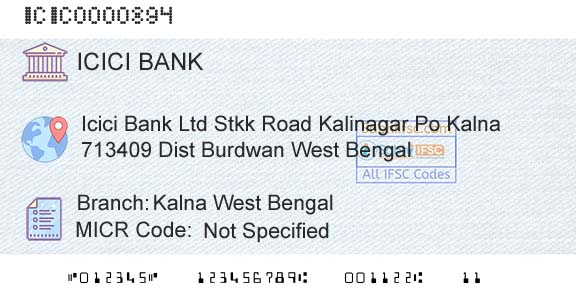 Icici Bank Limited Kalna West BengalBranch 