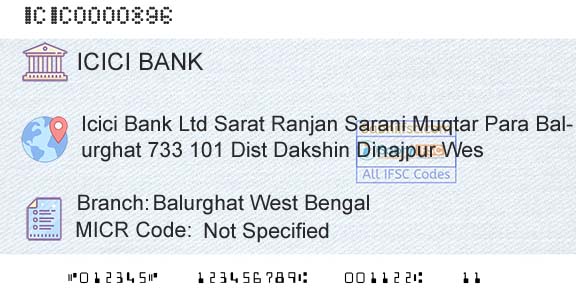 Icici Bank Limited Balurghat West BengalBranch 