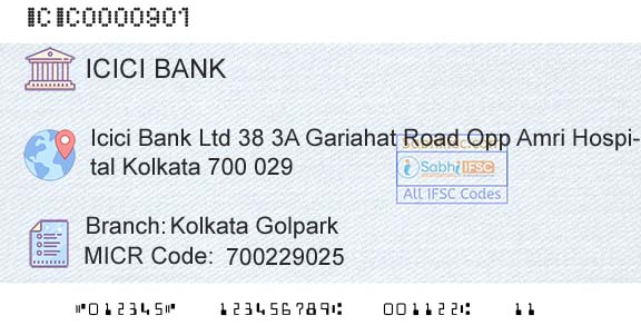 Icici Bank Limited Kolkata GolparkBranch 