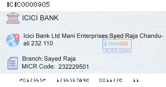 Icici Bank Limited Sayed RajaBranch 