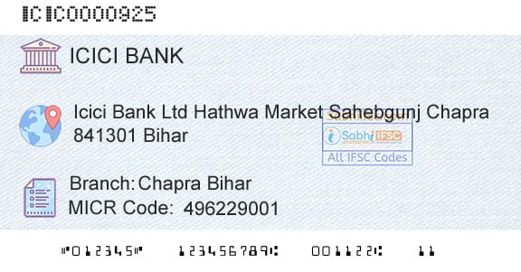 Icici Bank Limited Chapra BiharBranch 