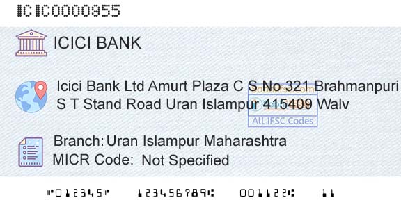 Icici Bank Limited Uran Islampur MaharashtraBranch 