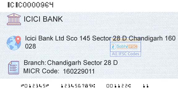 Icici Bank Limited Chandigarh Sector 28 DBranch 