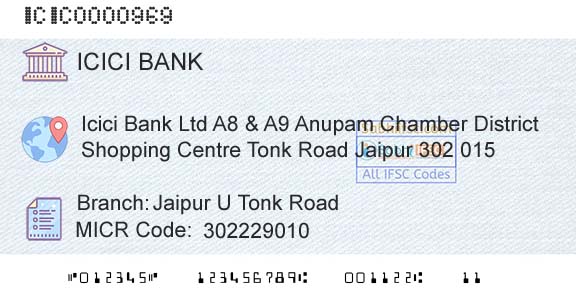 Icici Bank Limited Jaipur U Tonk RoadBranch 