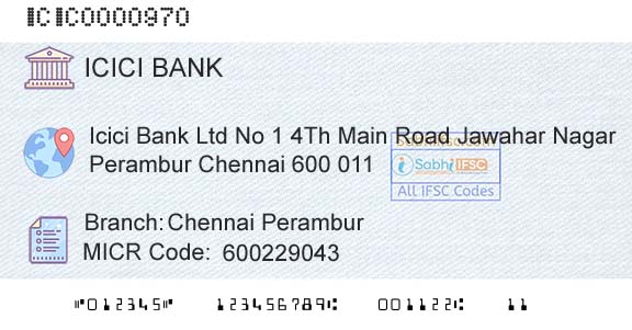 Icici Bank Limited Chennai PeramburBranch 