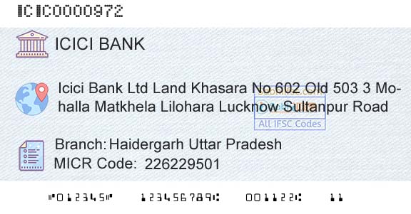Icici Bank Limited Haidergarh Uttar PradeshBranch 