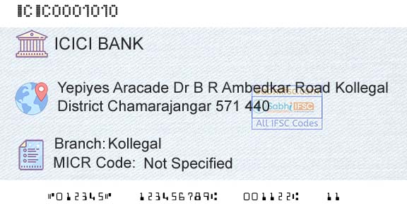 Icici Bank Limited KollegalBranch 