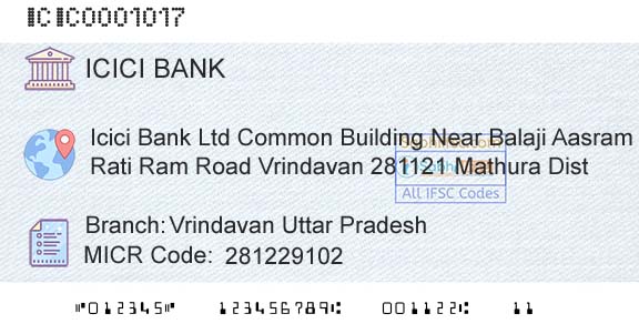Icici Bank Limited Vrindavan Uttar PradeshBranch 