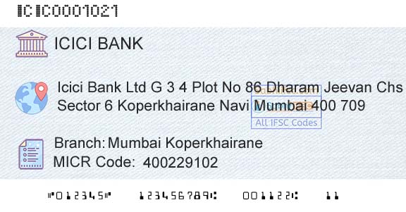 Icici Bank Limited Mumbai KoperkhairaneBranch 