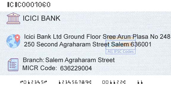 Icici Bank Limited Salem Agraharam StreetBranch 