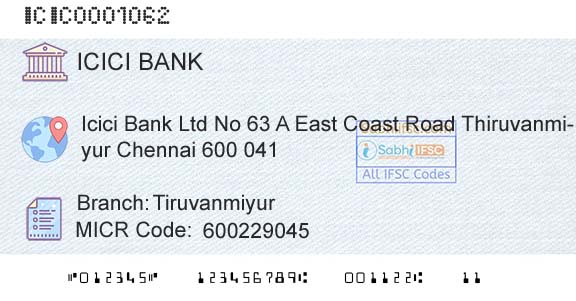 Icici Bank Limited TiruvanmiyurBranch 