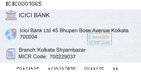 Icici Bank Limited Kolkata ShyambazarBranch 