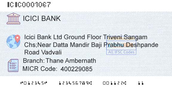 Icici Bank Limited Thane AmbernathBranch 