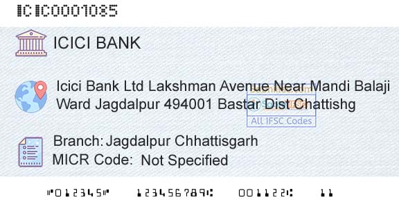 Icici Bank Limited Jagdalpur ChhattisgarhBranch 