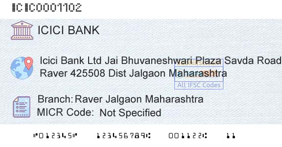 Icici Bank Limited Raver Jalgaon MaharashtraBranch 